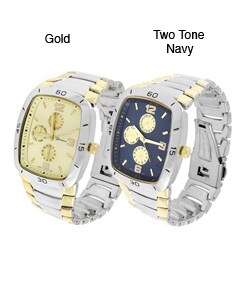 Geneva Men's Rectangular Bezel Link Watch