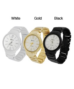 Geneva Platinum Men's Round Bezel Link Watch