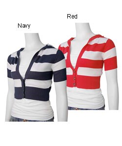 Cashmere Brand Large Stripe Hooded Crop Cardigan