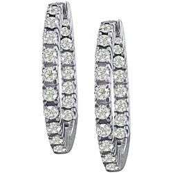 14k White Gold 1ct TDW Diamond Inside-out Hoops (I-J, I1)