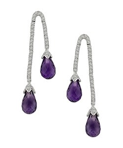 14k Gold Amethyst and 3/8ct TDW Diamond Earrings