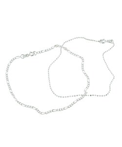 Sterling Silver Figaro & Palline Chain Anklet Set
