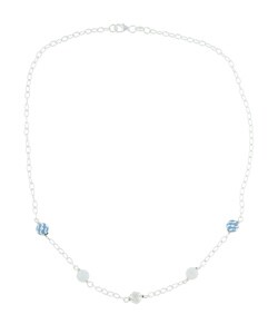 Sterling Silver Baby Blue Enamel Bead Necklace