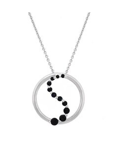 Glitzy Rocks Sterling Silver Sapphire 'Journey' Circle Necklace