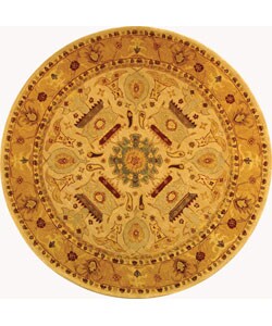 Handmade Tribal Ivory/ Gold Wool Rug (6' Round)