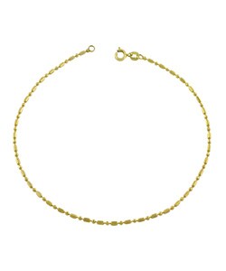 14k Yellow Gold Round and Long Bead Anklet
