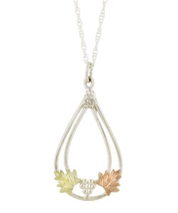 14k Black Hills Gold & Silver Teardrop Necklace