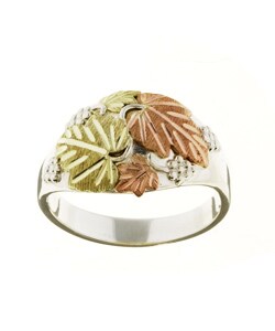 14k Tri-tone Black Hills Gold & Silver Dome Ring