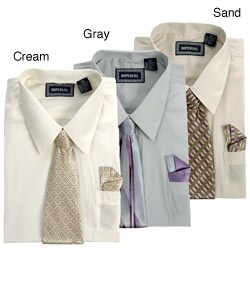 Imperial Men's Dress Shirt with Tie and Hankie Set