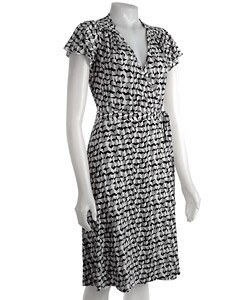 Max & Cleo Flutter Sleeve Faux Wrap Jersey Dress