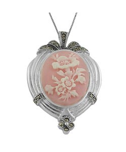 Sterling Silver Flower Cameo Necklace