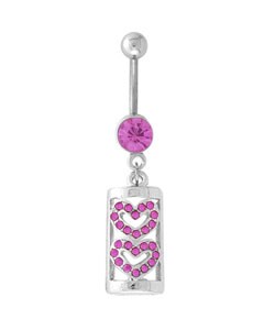 Surgical Steel Hearts in a Box Curved Barbell (Case of 4)
