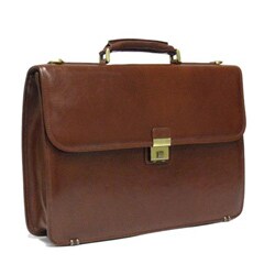 Torino Simple Flap-over Leather Briefcase