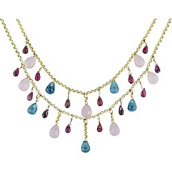 14k Yellow Gold Two-row Multi-gemstone Necklace