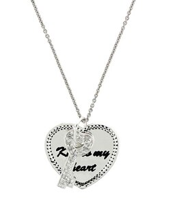 Sterling Silver 'Key to My Heart' CZ Necklace
