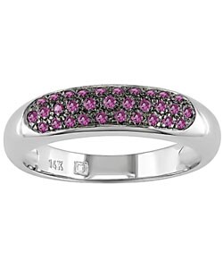 14k White Gold Pink Sapphire Anniversary Ring