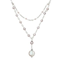 Charming Life Sterling Silver Pink Coin Pearl Layered Necklace