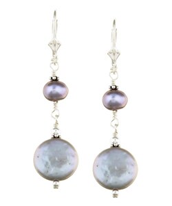 Charming Life Sterling Silver Light Silver Coin Pearl Earrings