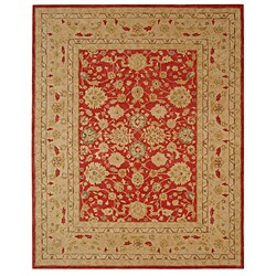 Handmade Traditional Mahal Ancestry Red/ Ivory Wool Rug (9'6 x 13'6)