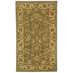 Handmade Antiquities Gem Green Wool Rug (2' x 3')