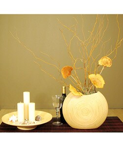 14-inch Bamboo Circle Vase and Candle Tray