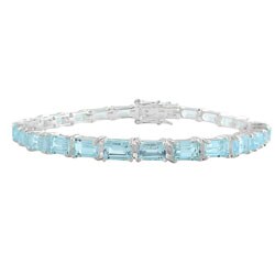 Sterling Silver Emerald-cut Blue Topaz Bracelet