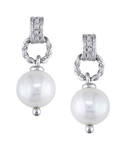 10k Gold FW Pearl and Diamond Earrings (9-10mm)