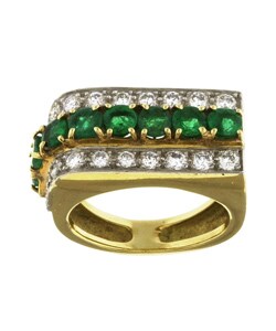 18k Gold Emerald 1 2/5ct TDW Diamond Estate Ring (G, VS2)