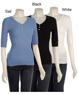 Bette Paige Women's Half-sleeve Ribbed Knit Shirt