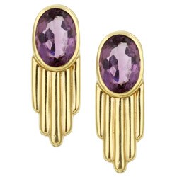 14k Yellow Gold and Amethyst Earrings