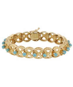 14k Yellow Gold and Turquoise Bracelet