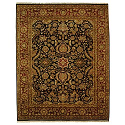 Hand-knotted Black/ Red Forever Wool Rug (8' x 10')