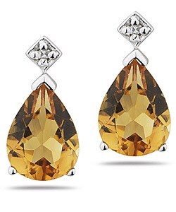 10k White Gold Citrine and Diamond Earrings