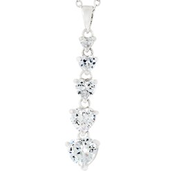 Silvertone and CZ Falling Journey Hearts