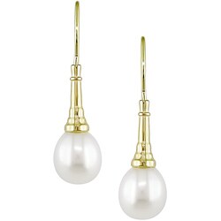 10k Yellow Gold Freshwater Rice Pearl Earrings