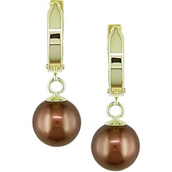 14k Gold Brown Tahitian Pearl Earrings (8-9 mm)