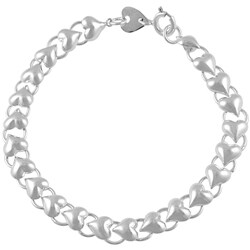 Sterling Silver Linked Hearts Bracelet