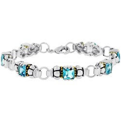 Two-tone Designer-inspired Aqua CZ Bracelet
