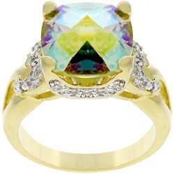 Two-tone 'Fire Topaz' Yellow Cubic Zirconia Ring