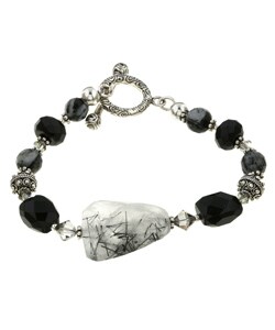 Charming Life Sterling Silver Black Onyx and Quartz Bracelet