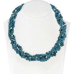 Stonique Creations Sterling Silver 3-strand Turquoise Chip Necklace