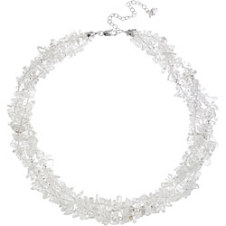Stonique Creations Sterling Silver 3-strand Crystal Chip Necklace