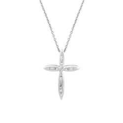 Sterling Silver 1/8ct TDW Diamond Cross Necklace