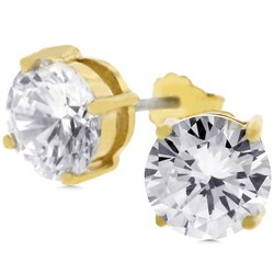 Michele Mies Gold Overlay Cubic Zirconia Stud Earrings