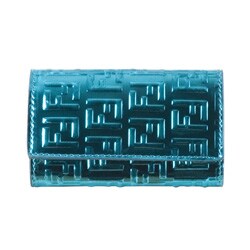 Fendi Blue Laminated Leather Logo Key Case