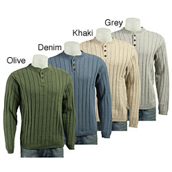 Haggar Men's Henley Drop Needle Sweater