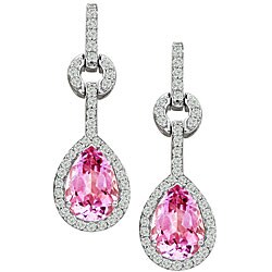 14k Gold Pink Topaz 3/4ct TDW Diamond Earrings (H-I,I1)