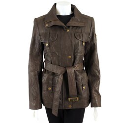 DKNY Washed Leather Safari Jacket