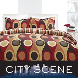 City Scene Retro Radar Red 3-piece Comforter Set