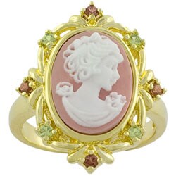 14k Gold over Silver Cameo Cubic Zirconia Ring